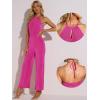 imageAllegra K Party Jumpsuit for Womens Halter Neck Sleeveless High Waist Wide Legs RompersHot Pink
