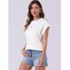 imageAllegra K Short Sleeve Top for Womens Crew Neck Textured Shirt Casual Basic Summer Tee Shirts TopsWhite