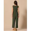 imageAllegra K Wide Leg Jumpsuit for Womens V Neck Casual Sleeveless RomperArmy Green