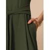 imageAllegra K Wide Leg Jumpsuit for Womens V Neck Casual Sleeveless RomperArmy Green