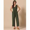 imageAllegra K Wide Leg Jumpsuit for Womens V Neck Casual Sleeveless RomperArmy Green