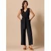 imageAllegra K Wide Leg Jumpsuit for Womens V Neck Casual Sleeveless RomperBlack