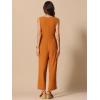 imageAllegra K Wide Leg Jumpsuit for Womens V Neck Casual Sleeveless RomperOrange