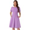 imageAllegra K ALine Work Dress for Womens Square Neck Ruched Short Sleeve DressesLavender