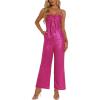 imageAllegra K Glitter V Neck Jumpsuit for Womens Sleeveless Spaghetti Strap Cami Romper Jumpsuits Party Clubwear BodysuitHot Pink