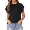 imageAllegra K Short Sleeve Top for Womens Crew Neck Textured Shirt Casual Basic Summer Tee Shirts TopsBlack