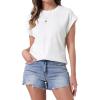 imageAllegra K Short Sleeve Top for Womens Crew Neck Textured Shirt Casual Basic Summer Tee Shirts TopsWhite