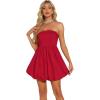 imageAllegra K Strapless Tube Dress for Womens Sleeveless Off Shoulder Flared Party Mini Short DressRed