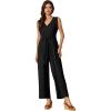 imageAllegra K Wide Leg Jumpsuit for Womens V Neck Casual Sleeveless RomperBlack