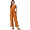 imageAllegra K Wide Leg Jumpsuit for Womens V Neck Casual Sleeveless RomperOrange