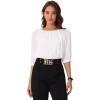 imageAllegra K Work Shirts for Womens Office Short Sleeve Crew Neck Dressy Casual TopsWhite