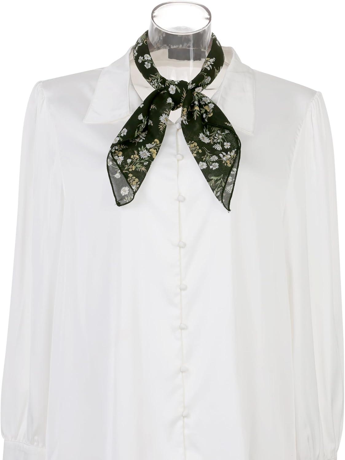imageAllegra K Women Chiffon Scarves  276quot X276quot  Floral Print Square Kerchief Neck Scarf NeckerchiefBlack