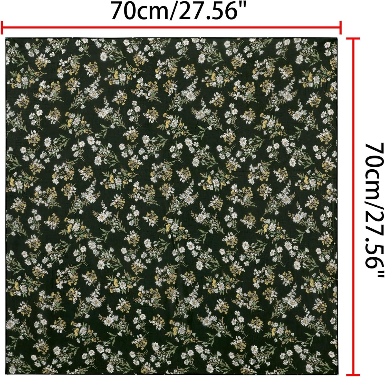 imageAllegra K Women Chiffon Scarves  276quot X276quot  Floral Print Square Kerchief Neck Scarf NeckerchiefBlack