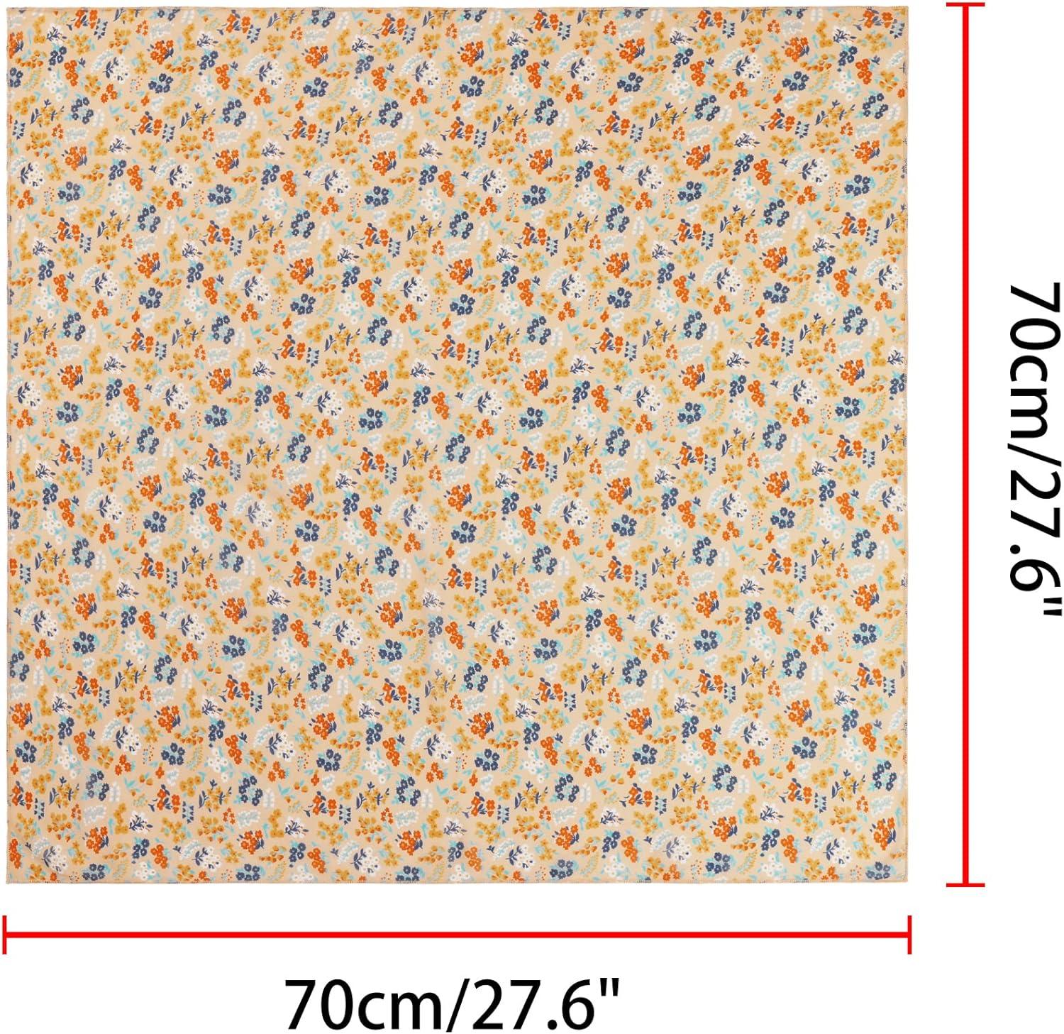 imageAllegra K Women Chiffon Scarves  276quot X276quot  Floral Print Square Kerchief Neck Scarf NeckerchiefLight Orange
