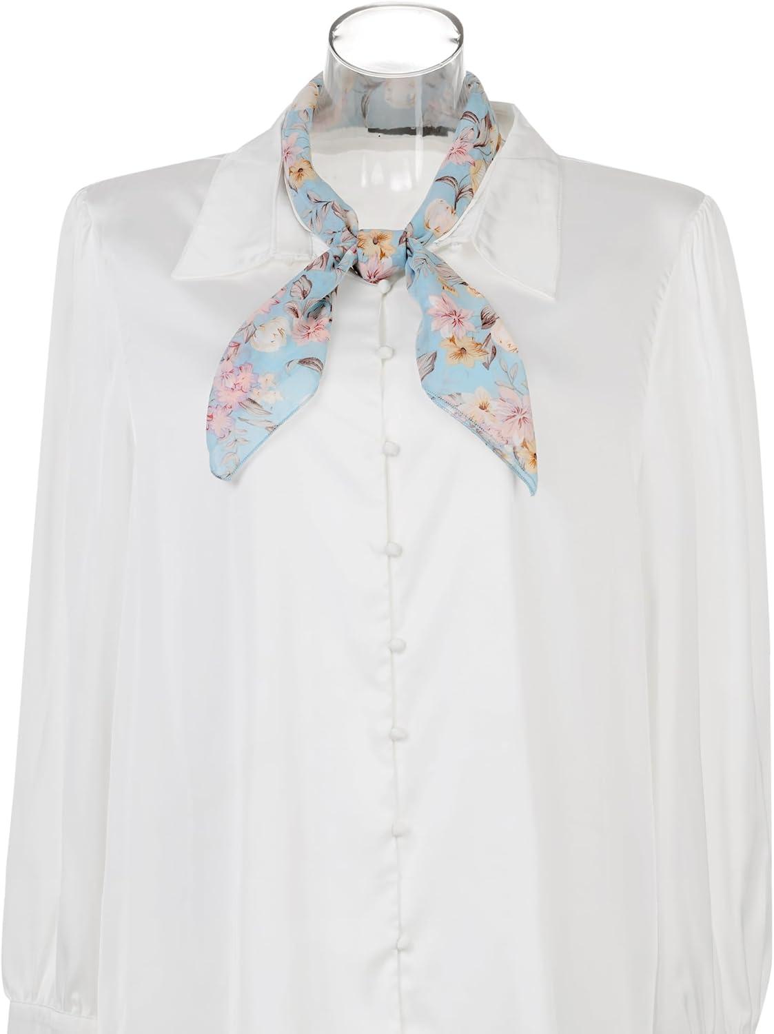 imageAllegra K Women Chiffon Scarves  276quot X276quot  Floral Print Square Kerchief Neck Scarf NeckerchiefLight Sky Blue