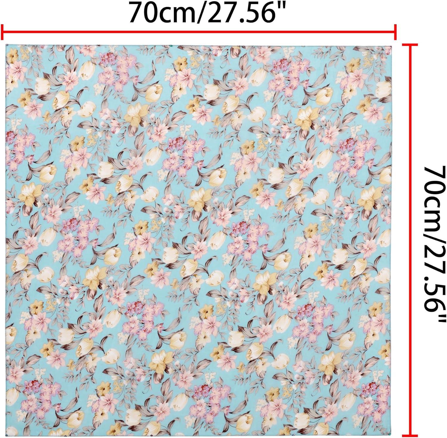 imageAllegra K Women Chiffon Scarves  276quot X276quot  Floral Print Square Kerchief Neck Scarf NeckerchiefLight Sky Blue