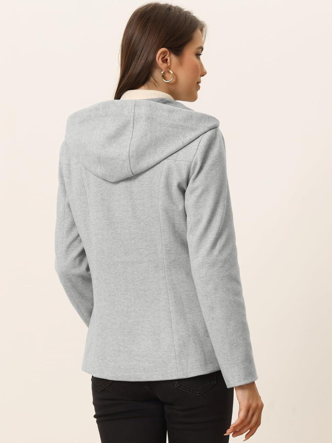 imageAllegra K Womens Casual Winter Outwear Hooded Button Peacoat Toggle Duffle CoatGray