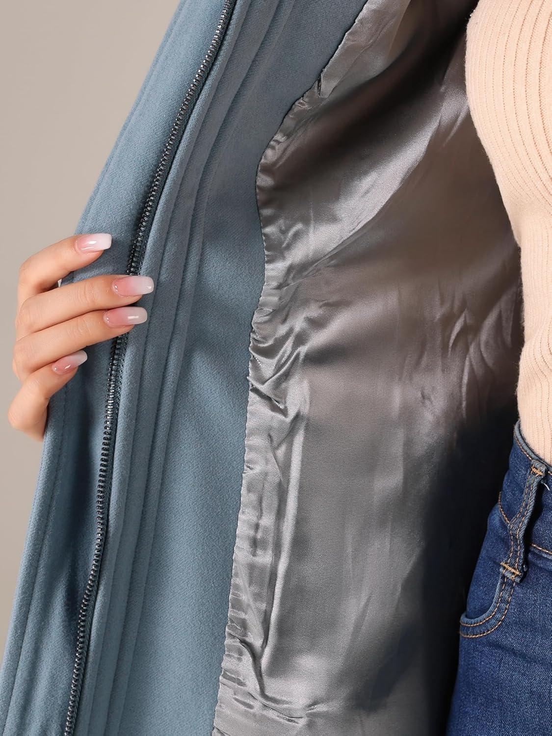 imageAllegra K Womens Casual Winter Outwear Hooded Button Peacoat Toggle Duffle CoatGray Blue