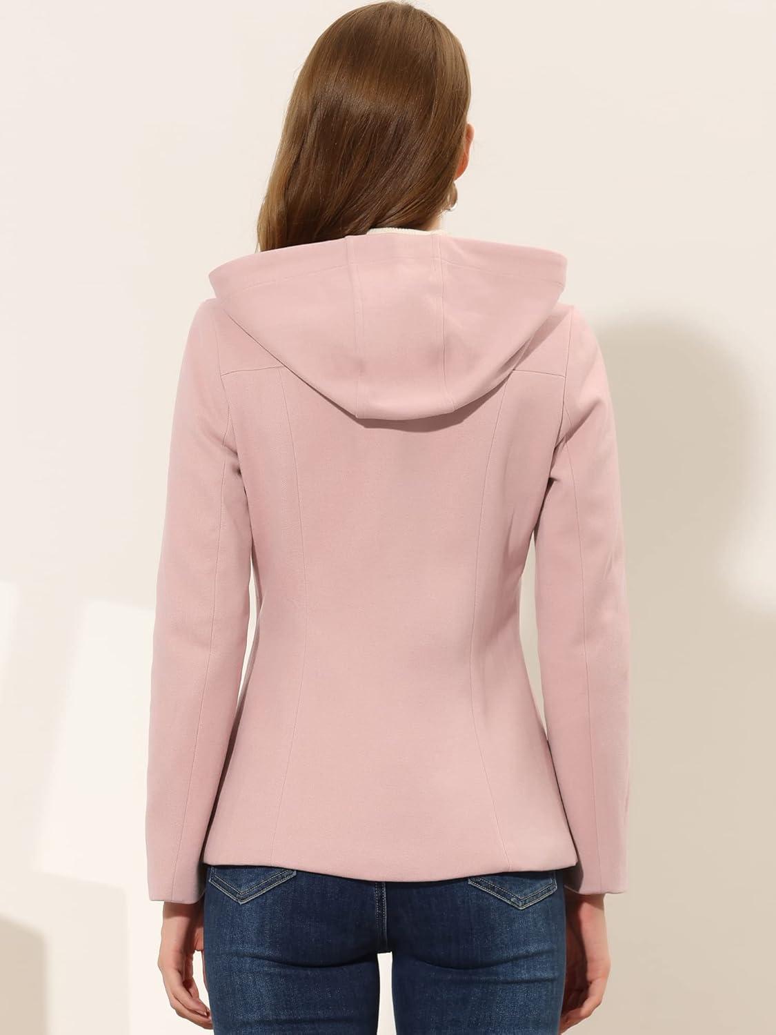 imageAllegra K Womens Casual Winter Outwear Hooded Button Peacoat Toggle Duffle CoatPink