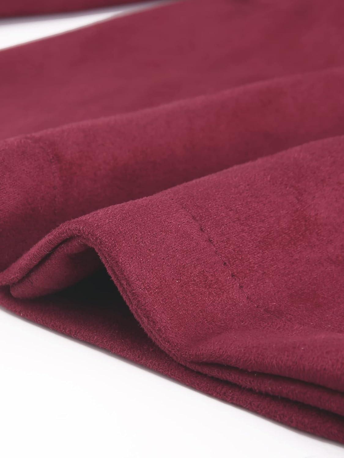 imageAllegra K Womens Faux Suede Trench Coat Notched Lapel Double Breasted Jacket with BeltDeep Red