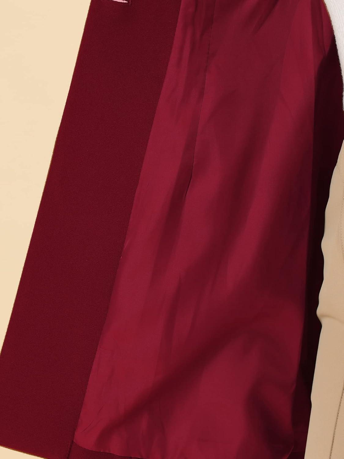 imageAllegra K Womens Lapel Collar Buttoned Outwear Elegant Work Notch Trench Winter CoatsBurgundy