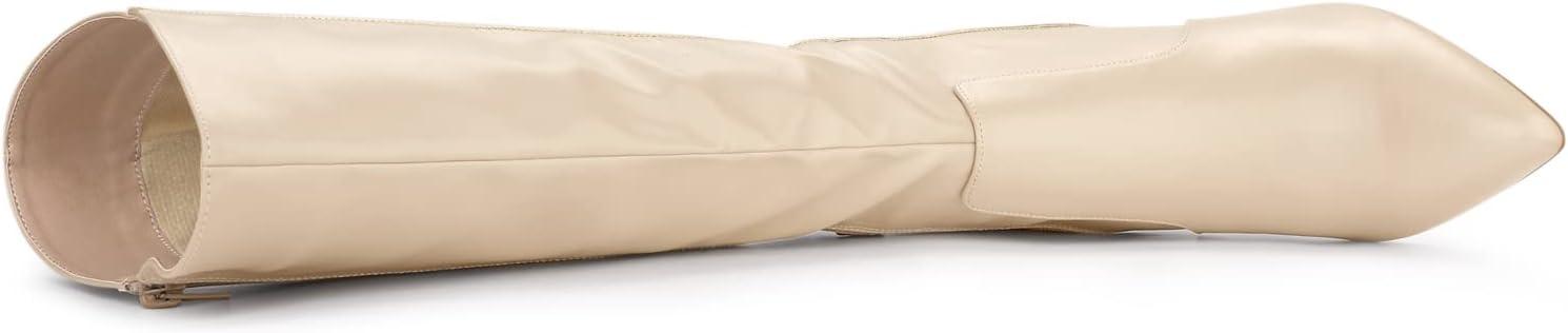 imageAllegra K Womens Pointy Toe Buckle Stiletto Heel Knee High BootsBeige