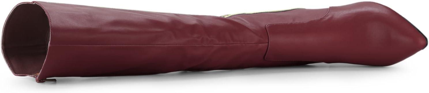 imageAllegra K Womens Pointy Toe Buckle Stiletto Heel Knee High BootsBurgundy