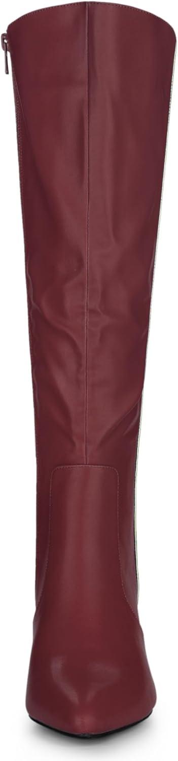 imageAllegra K Womens Pointy Toe Buckle Stiletto Heel Knee High BootsBurgundy