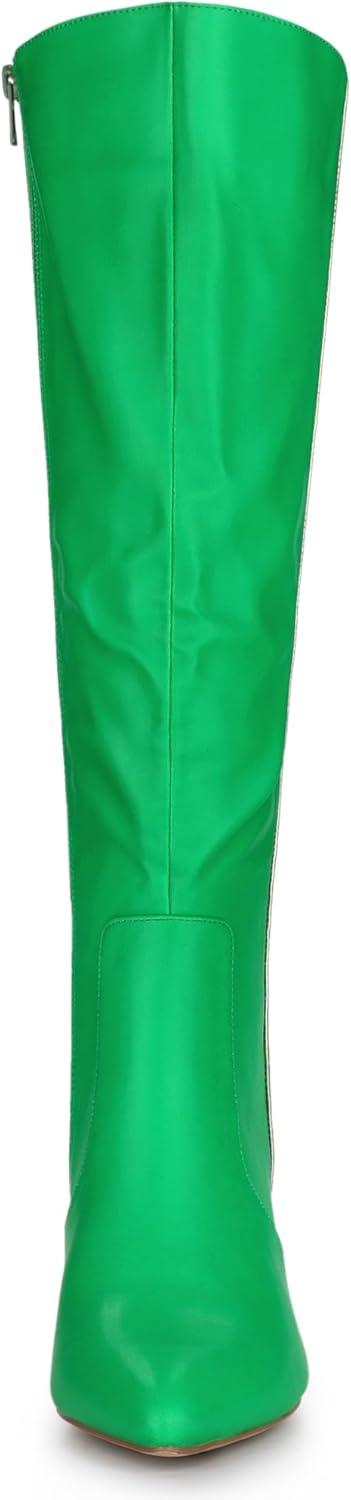 imageAllegra K Womens Pointy Toe Buckle Stiletto Heel Knee High BootsGrass Green