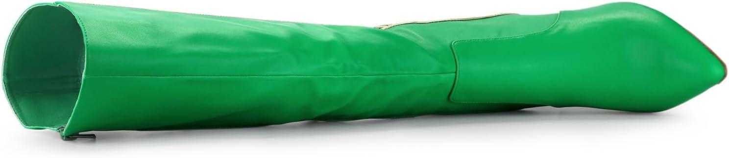 imageAllegra K Womens Pointy Toe Buckle Stiletto Heel Knee High BootsGrass Green