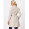 imageAllegra K Winter Belted Coat for Womens Stand Collar Buttoned Outwear MidLong Work OvercoatBeige