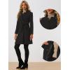 imageAllegra K Winter Belted Coat for Womens Stand Collar Buttoned Outwear MidLong Work OvercoatBlack