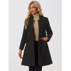 imageAllegra K Winter Belted Coat for Womens Stand Collar Buttoned Outwear MidLong Work OvercoatBlack
