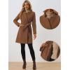 imageAllegra K Winter Belted Coat for Womens Stand Collar Buttoned Outwear MidLong Work OvercoatBrown
