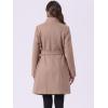 imageAllegra K Winter Belted Coat for Womens Stand Collar Buttoned Outwear MidLong Work OvercoatDark Beige
