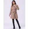 imageAllegra K Winter Belted Coat for Womens Stand Collar Buttoned Outwear MidLong Work OvercoatDark Beige