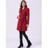 imageAllegra K Winter Belted Coat for Womens Stand Collar Buttoned Outwear MidLong Work OvercoatDark Red