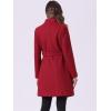 imageAllegra K Winter Belted Coat for Womens Stand Collar Buttoned Outwear MidLong Work OvercoatDark Red