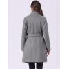 imageAllegra K Winter Belted Coat for Womens Stand Collar Buttoned Outwear MidLong Work OvercoatGrey