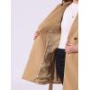 imageAllegra K Winter Belted Coat for Womens Stand Collar Buttoned Outwear MidLong Work OvercoatKhaki