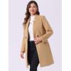 imageAllegra K Winter Belted Coat for Womens Stand Collar Buttoned Outwear MidLong Work OvercoatKhaki