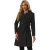 imageAllegra K Winter Belted Coat for Womens Stand Collar Buttoned Outwear MidLong Work OvercoatBlack