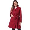 imageAllegra K Winter Belted Coat for Womens Stand Collar Buttoned Outwear MidLong Work OvercoatDark Red