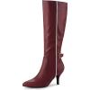 imageAllegra K Womens Pointy Toe Buckle Stiletto Heel Knee High BootsBurgundy