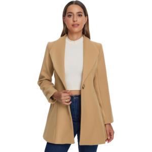 imageAllegra K Womens Lapel Collar Buttoned Outwear Elegant Work Notch Trench Winter CoatsKhaki