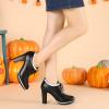 imageAllegra K Womens Platform Lace Up Chunky Heels Ankle BootsBlack