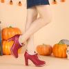 imageAllegra K Womens Platform Lace Up Chunky Heels Ankle BootsRed
