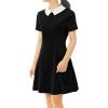 imageAllegra K Womens Short Sleeve Peter Pan Collar Cute Dress Casual Flare Skater Mini Dress Maid CostumeBlack