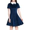 imageAllegra K Womens Short Sleeve Peter Pan Collar Cute Dress Casual Flare Skater Mini Dress Maid CostumeBlue