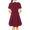 imageAllegra K Womens Short Sleeve Peter Pan Collar Cute Dress Casual Flare Skater Mini Dress Maid CostumeBurgundy